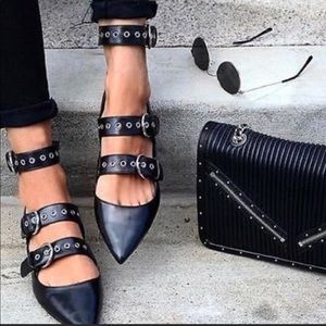 Zara Pointed Ballet Flats with multi-straps